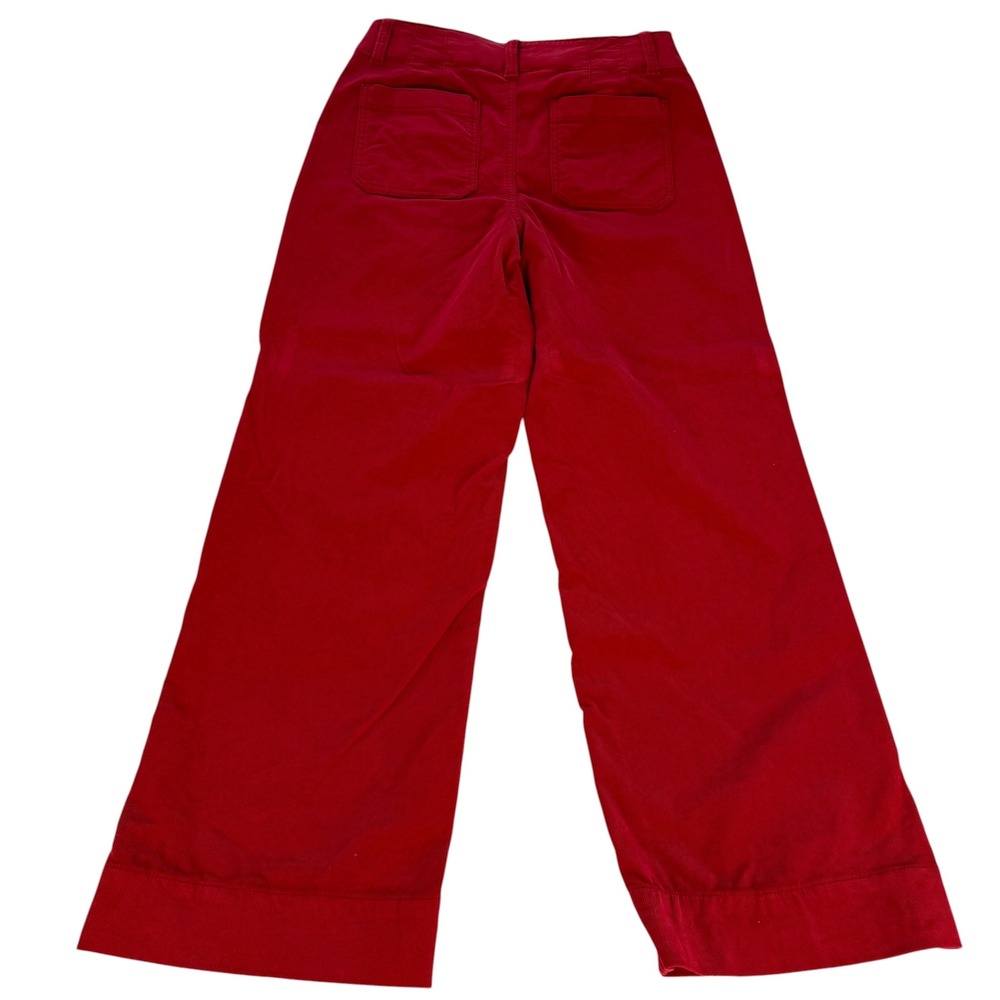 Talbots Red Corduroy Wide Leg Patch Pocket Pants High Rise Size 4 High Waist - Picture 11 of 11